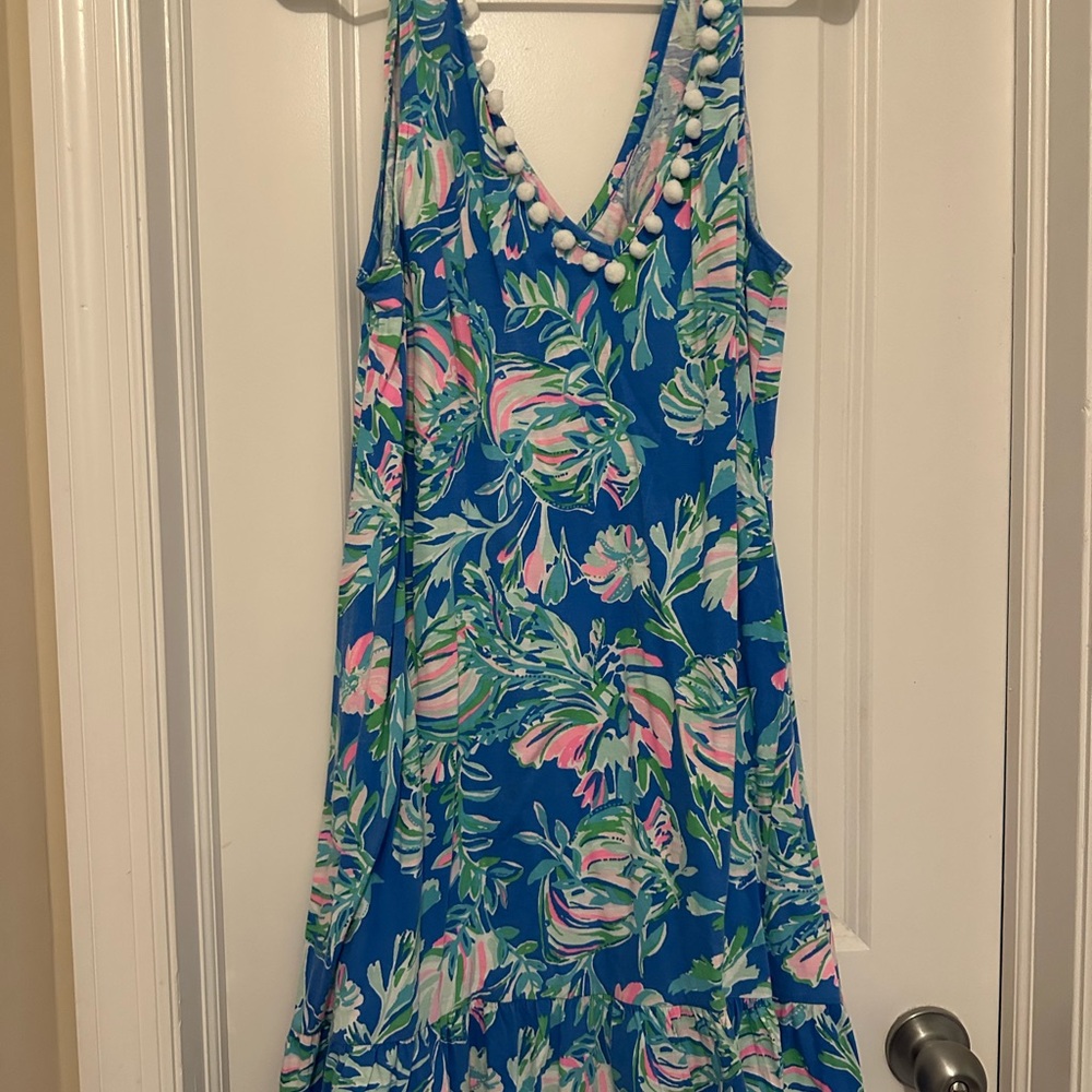 Lilly Pulitzer Floral Blue Sleeveless Dress